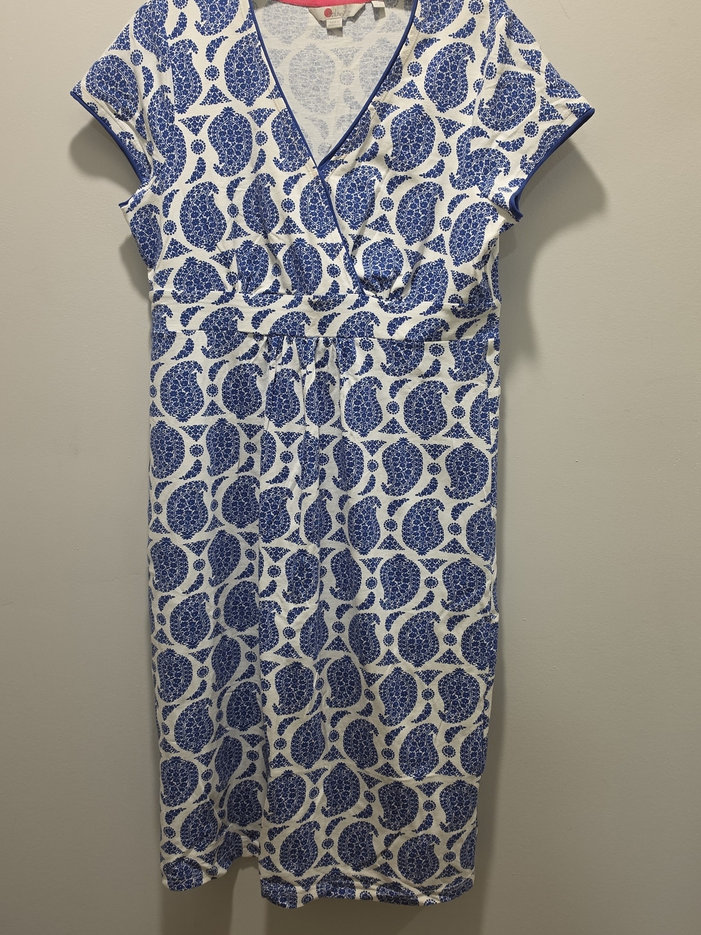 Boden Blue & White Printed Wrap-Style Dress